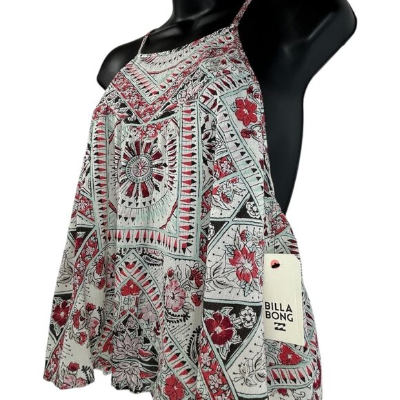 BILLABONG Majestic Seas Crop Tank Top Sz L Multicolored Geo Print Rayon Woven - Picture 4 of 10